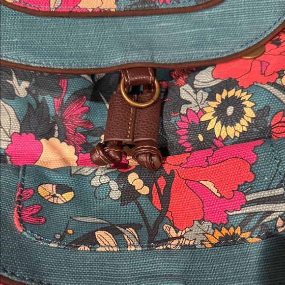 Sakroots Teal and Multicolor Floral Backpack with small pouch - Picture 2 of 10